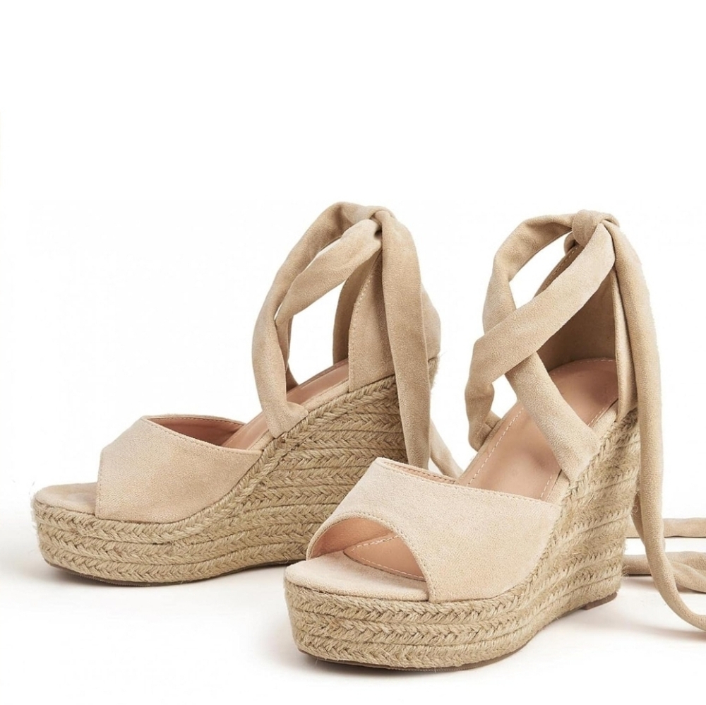 ZBYY Womens Espadrilles Slip on Wedge Sandals Slides Bow Tie Lace up Platform Op